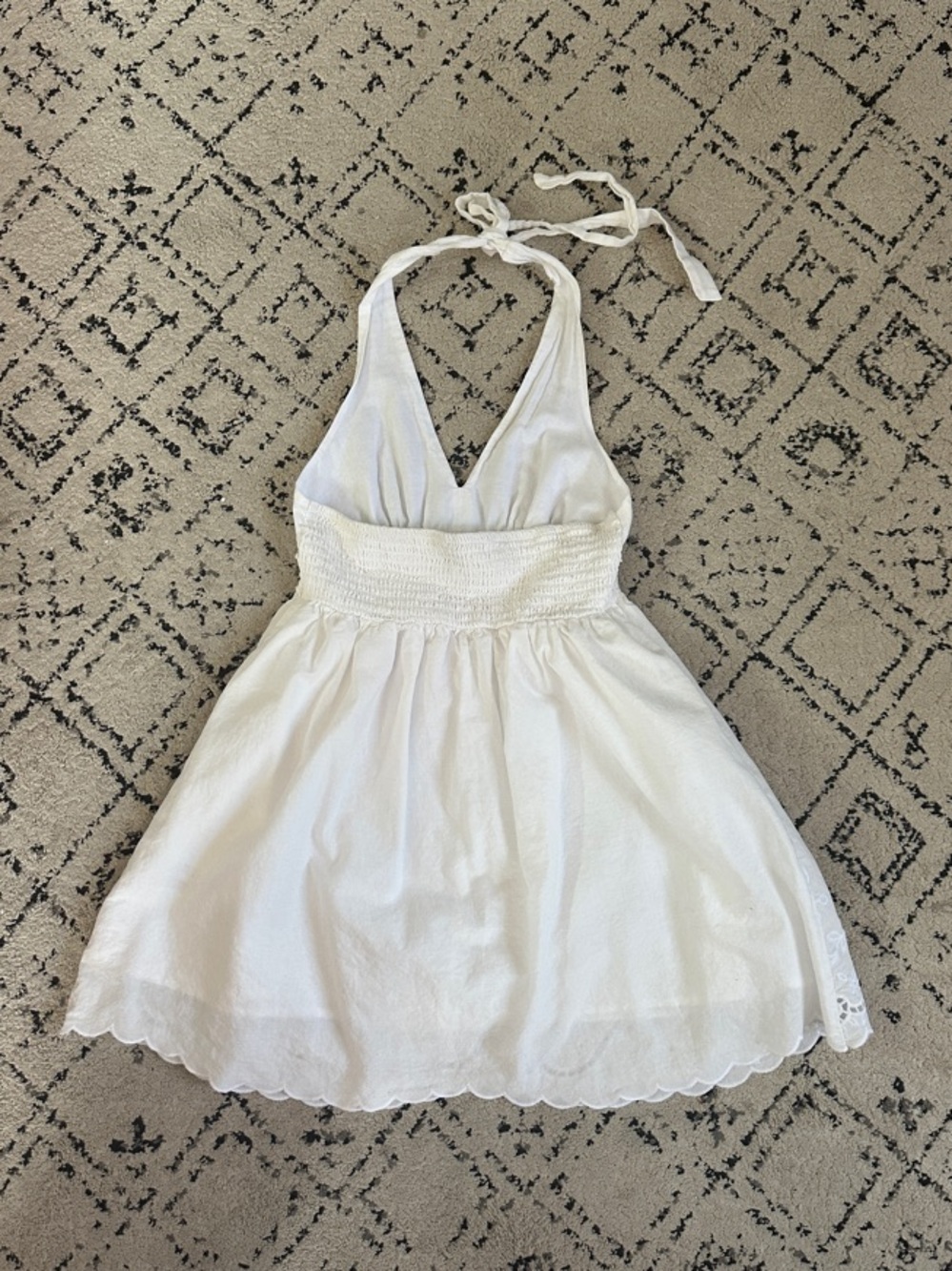 NWOT White Eyelet Halter Mini Dress - Picture 3 of 3